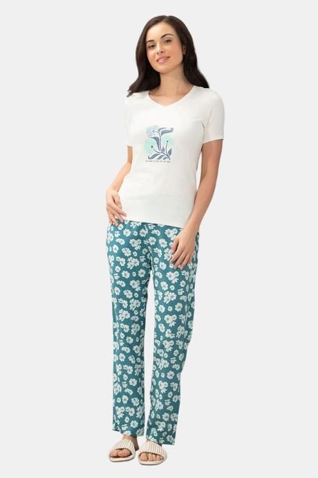 Amante Full Length Pyjama Bottom - Storm Blue Floral Print — image 5